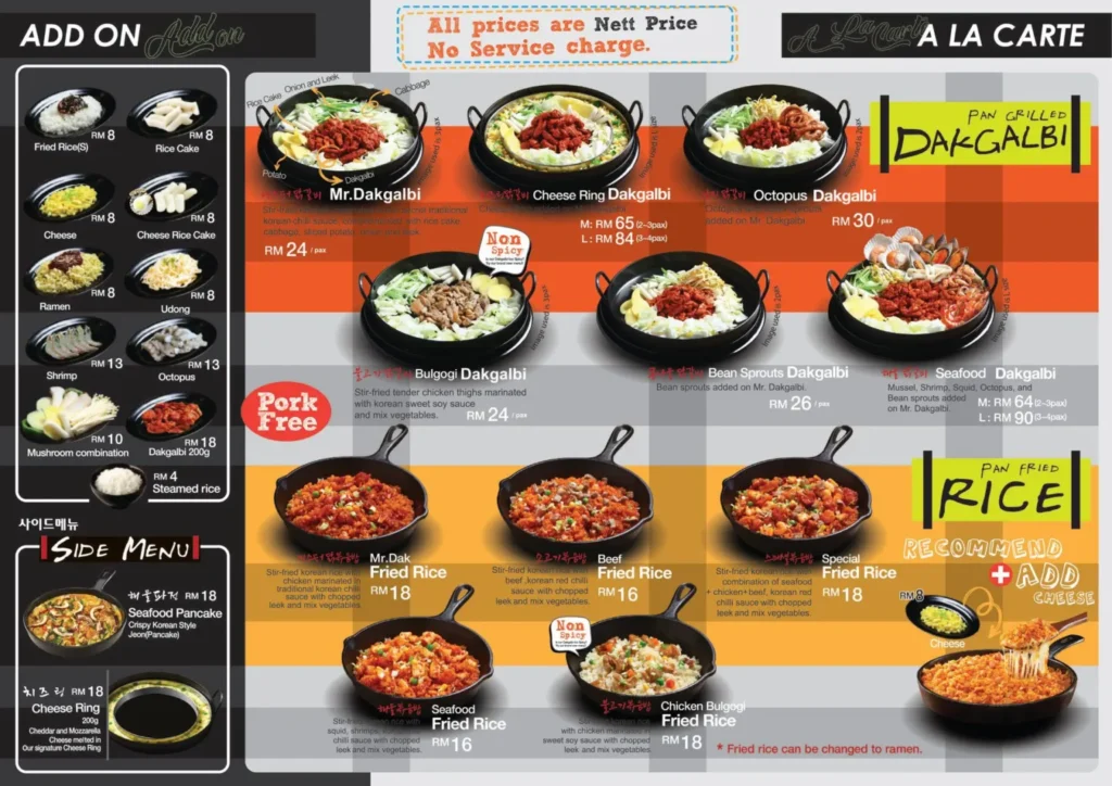 Mr Dakgalbi Menu Malaysia & Latest 
