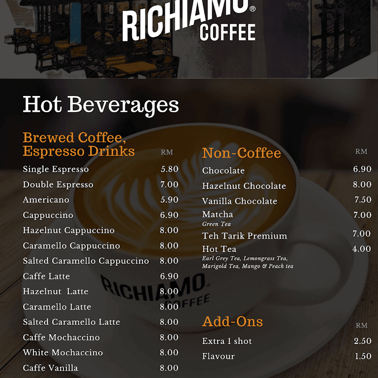 Richiamo Coffee Malaysia menu