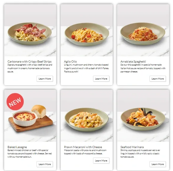 Secret Recipe Pasta Menu
MENU
