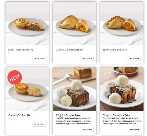 Secret Recipe Pastry & Dessert Menu