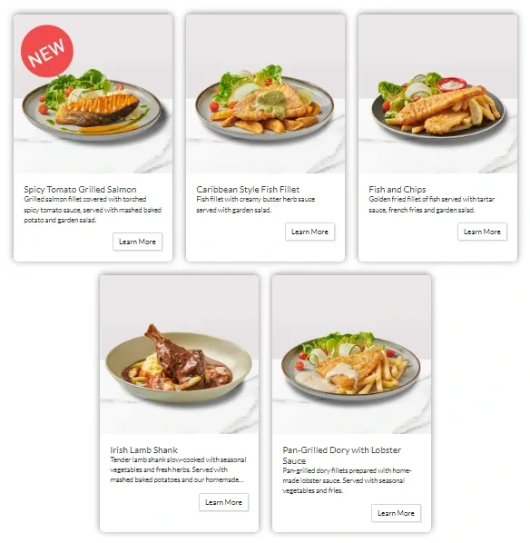 Secret Recipe Western Menu