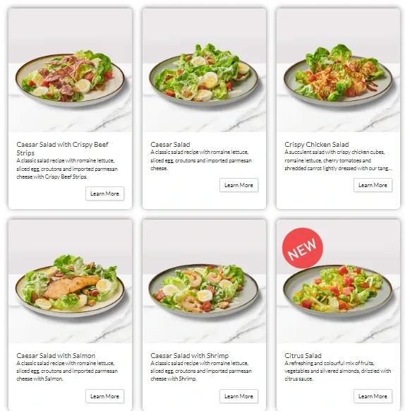 Secret Recipe Soup & Salad Menu