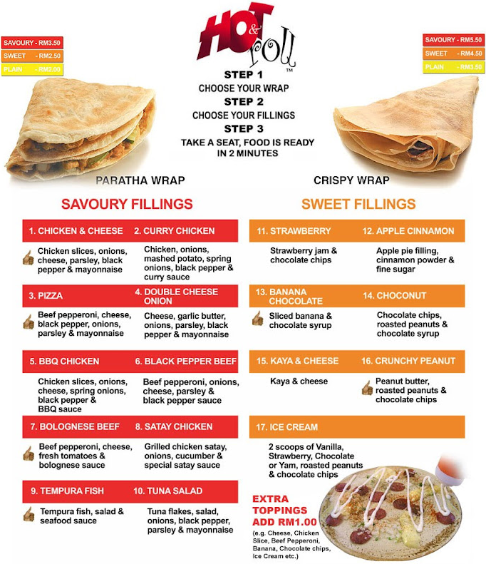 Hot & Roll Menu Malaysia & Prices list
